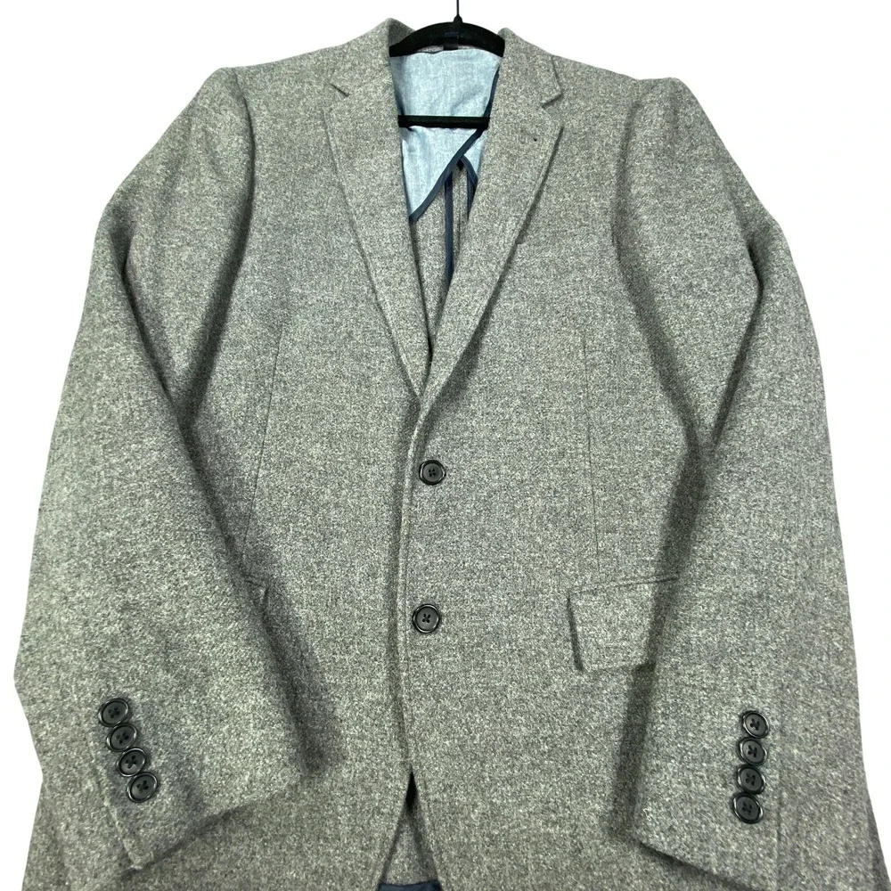J Crew Blazer Mens 42L Gray Wool Blend Jacket Casual Sport Coat Classic Business